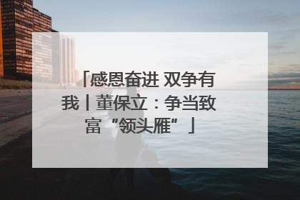 感恩奋进 双争有我丨董保立：争当致富“领头雁”